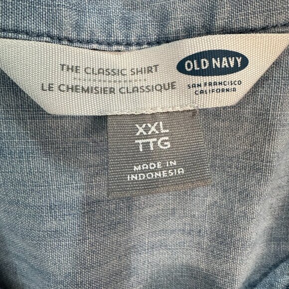 Old Navy Light Wash Denim Look Long Sleeve Button Down K41 - Picture 2 of 6